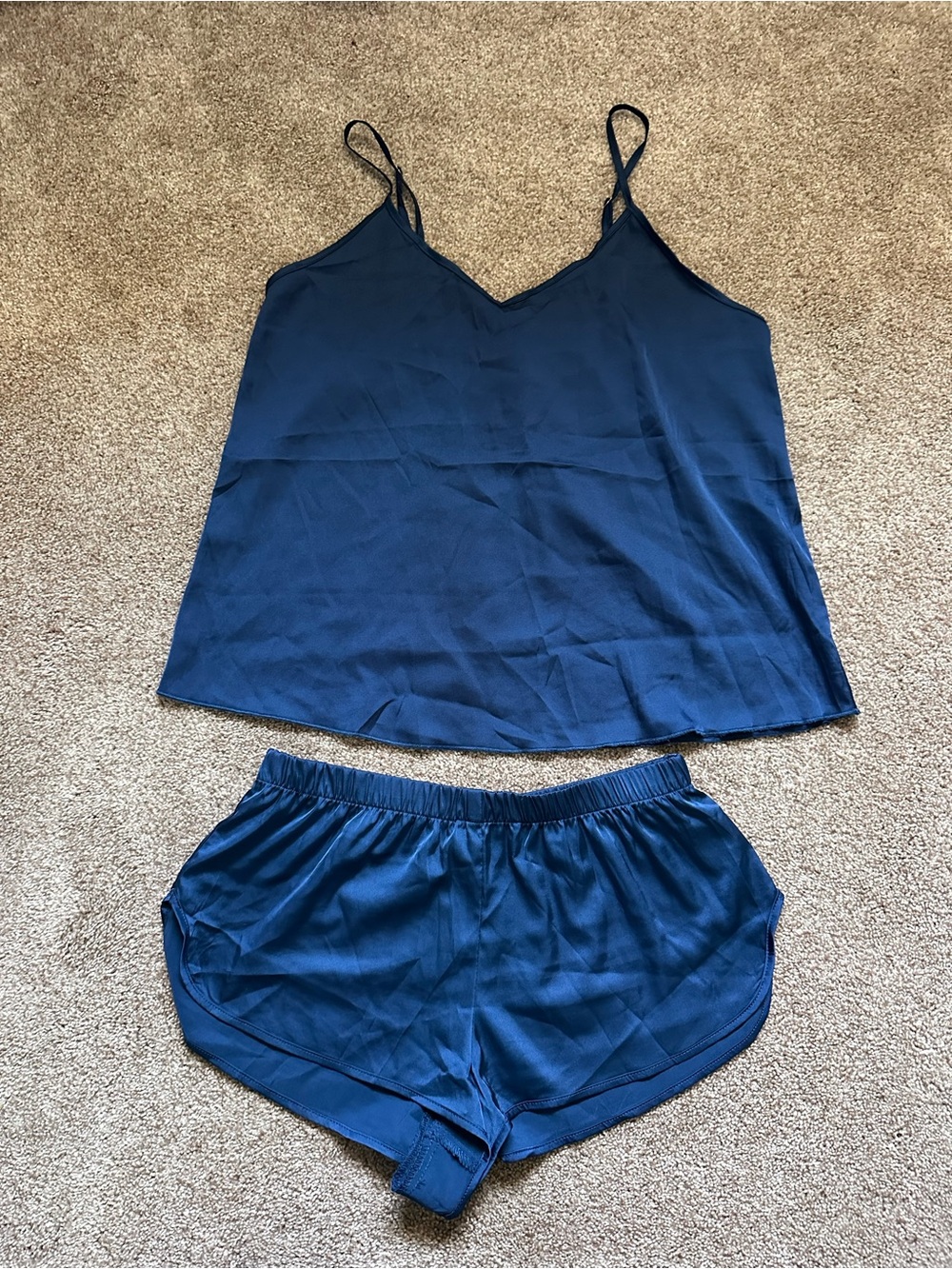 Silky Navy Cami & Short Sleep Set small